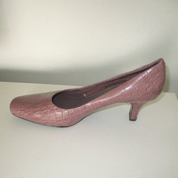 Easy Spirit "Brancht" Womens Dusty Pink Mauve Croco Leather Pump - Size 7.5M - Picture 5 of 7